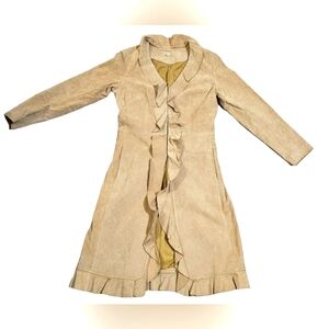Wilsons Leather - Vintage Ruffled Suede Duster Trench Coat | Size: M